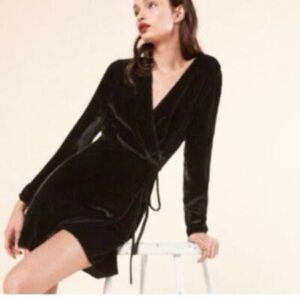 Reformation Black Velvet Dress